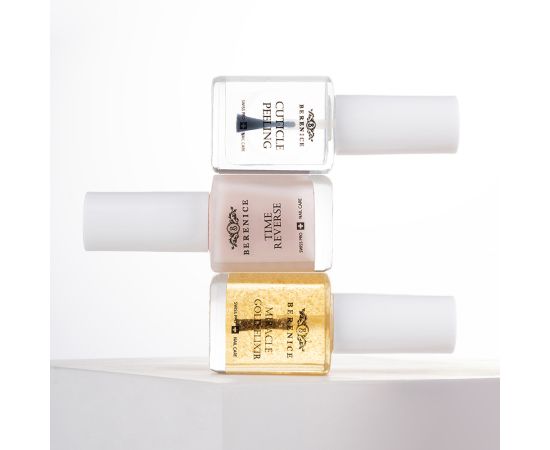 BERENICE Golden harmony set Набор для восстановления и укрепления ногтей (Cuticle peeling 15 ml, Time reverse 15 ml, Miracle Gold Elixir 15 ml), фото , изображение 5