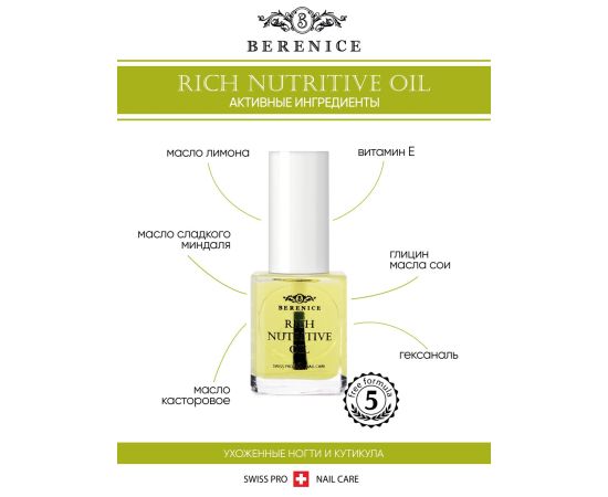 BERENICE Масло для ногтей и кутикулы «Питание и увлажнение» "Rich nutritive oil", фото , изображение 2 BERENICE Масло для ногтей и кутикулы «Питание и увлажнение» "Rich nutritive oil", фото , изображение 2